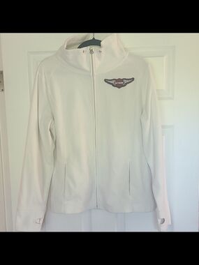 Harley-Davidson Women's White Zip-Up Fleece Jacket